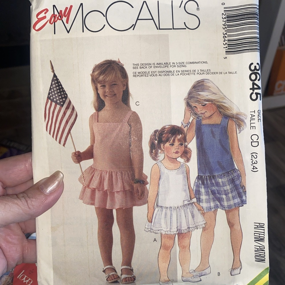 Vintage 1988 McCalls Girls Dress Sewing Pattern 3645 Sizes 2-4 Cut Complete